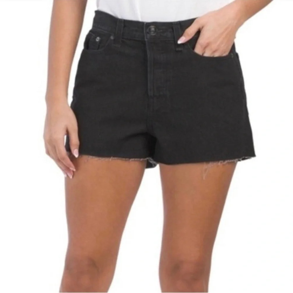 Rag & Bone Black Maya High‎ Rise Shorts with Raw Bottom Hem Size 30